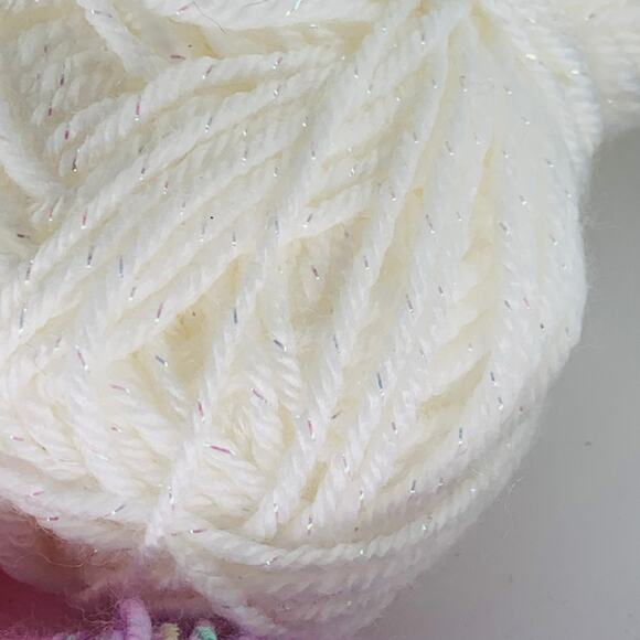 Acrylic Yarn Lot 4 Four Ply Multicolor Pink Lavender Blue White Sparkle Crafts - Picture 9 of 10